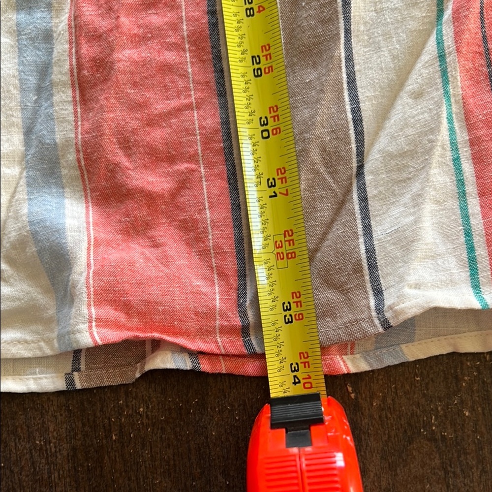 Striped Linen Skirt with Tie Waist - Picture 7 of 9